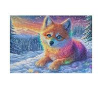 Snow Colorful Fox Rompicapo 300 Pezzi Per Decorazione Murale Grande Formato Snow Pine Sunset Cartone Rigido Panoramico Per Pareti Ampie Stampa Ad Alta Definizione 300 PCS