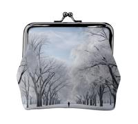 Snow Falling in The Park Print Vintage Leather Change Purse Elegante Piccolo Portamonete per le Donne Portafoglio Mini