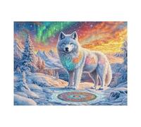 Snow Field White Wolf Rompicapo 500 Pezzi Impossibile Cartone Di Alta Qualità Senza Polvere Per Sfida Tra Amici Per Serate A Tema Edizione Limitata 500 PCS