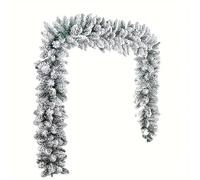 Snow Flocked Christmas Garland, White Artificial Cedar Pine, Thick Frosted Pine Garland Flocked, Realistic Cedar Decorfor Xmas Holiday Door Table Stairs Fireplace (White(flocking),9FT)