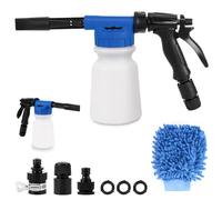 Snow Foam Pistola a schiuma per lavaggio auto, spruzzatore in schiuma per auto, pistola ad aria compressa, pistola ad acqua ad alta pressione, per auto, moto, 5 livelli di pressione dell'acqua (blu)