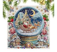 Snow Globe Puzzle - Christmas Challenging Puzzles, Christmas Winter Scene Crystal Ball Puzzle, Colorful Festive Balls Jigsaw | For Study Bedroom Fireplace Entrance Family Gathering Party Desktop