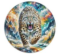 Snow Leopard 1000 Pezzi Jigsaw Puzzle Giochi Educativi Relief Dello Stress Puzzle Rotondo Gioco Di Sfida Unica Per Regali Di Viaggio, Presente 1000pcs (67.5x67.5cm)