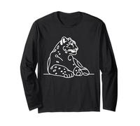Snow Leopard Big Cat Line Art Mammal Art Zoologo Maglia a Manica