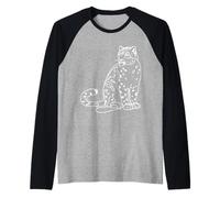 Snow Leopard Big Cat Line Art Mammal Art Zoologo Maglia con Maniche Raglan