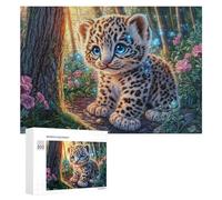 Snow Leopard Cub on Forest Path with Flowers Puzzle 300 Pezzi Per Adulti Gioco Rilassante Serale Migliora L’Attenzione Regalo Per Sera 300 PCS