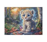 Snow Leopard Cub Puzzle 500 Pezzi Giochi Da Tavolo Intelligenti Peak Rock Leaf Familiare Sfida Logica Per Adulti Rilassamento Pressione Ridotta in Casa 500 PCS