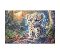 Snow Leopard Cub Rompicapo 1000 Pezzi Per Regalo Di Festa Del Nonno Cartone Rigido Per Anziani Peak Rock Leaf Esercizio Mentale Per Tempo Libero Qualità Premium Da Passatempo 1000 PCS