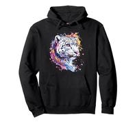 Snow Leopard Lover, animale leopardato bianco, faccia da leopardo delle nevi Felpa con Cappuccio