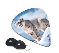 Snow Leopard Mountain - Confezione da 6 plettri per chitarra con supporto, plettri per chitarra personalizzati, antiscivolo, portatili, ukulele, basso, 0,96 mm, per amanti della chitarra acustica