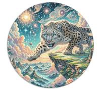 Snow Leopard Pouncing on Cliff 1000 Pezzi Jigsaw Puzzle Adulti Art Puzzle Rotondo Idea Regalo Per Famiglia Per Adulti E Bambini Da 14 Anni E Più Stampa Di Alta Qualità 1000pcs (67.5x67.5cm)