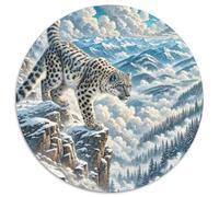 Snow Leopard Pouncing on Cliff 1000 Pezzi Jigsaw Puzzle Adulti Art Puzzle Rotondo Idea Regalo Per Famiglia Per Adulti E Bambini Da 14 Anni E Più Stampa Di Alta Qualità 1000pcs (67.5x67.5cm)