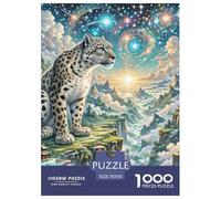 Snow Leopard Pouncing on Cliff 1000 Pezzi Puzzle Romantico Regalo Animal Per Adulti E Bambini Dai 14 Qualità Premium Sfide Extra Divertenti Intrattenimento Creativo 70x50cm/1000pcs