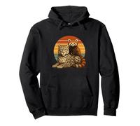 Snow Leopard Red Panda Retro Tramonto Wildlife Coppia Felpa con Cappuccio
