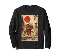 Snow Leopard Samurai Warrior Japanese Vintage Graphic Humor Maglia a Manica