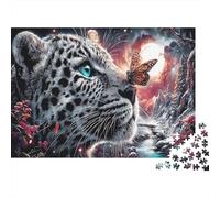 Snow Leopard with Butterfly Wildlife Puzzle 1000 Pezzi - Ragazzi E Per Adulti, Rilassamento E Gioco Familiare Per Ideale, Regalo O Parete Da Decorazione 70x50cm/1000pcs