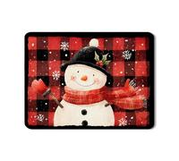 Snow Man - Tappetino scolapiatti per bancone della cucina, in gomma assorbente, motivo scozzese rosso, tappetino scolapiatti invernale in pelle sintetica per proteggere il bancone della cucina, 45,7 x