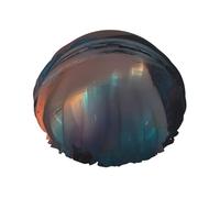 Snow Mountain Aurora - Cuffia da doccia a doppio strato da donna, impermeabile e resistente, protegge i capelli durante il bagno, bellezza