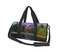 Snow Mountain, borsone rotondo da viaggio, con stampa, borsa da palestra, fitness, allenamento, nero, taglia unica, Nero , Taglia unica