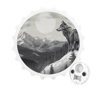 Snow Mountain Lone Wolf - Apribottiglie magnetico, strumento da cucina salvaspazio, divertente apribottiglie e magnete per frigorifero, per campeggio, viaggi, campeggio, stile bianco