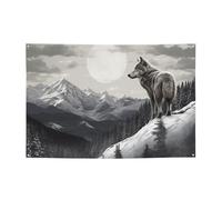 Snow Mountain Lone Wolf Banner Party Decor Sfondo Bandiera Festa di Compleanno Fotografia Sfondo Decorazione Banner e Segnali Decorazione da Parete Banner Feste Forniture Bomboniere 180 x 119 cm