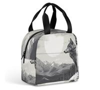 Snow Mountain Lone Wolf - Borsa per il pranzo per donne e uomini, portatile, isolata, con manico, a prova di perdite, riutilizzabile, per lavoro, picnic, viaggi