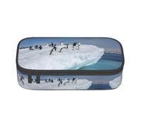 Snow Mountain Penguin - Astuccio grande per cancelleria, con cerniera, per ragazzi, ragazze, studenti, scuola, Nero , Taglia unica, Valigia