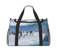Snow Mountain Penguin Borsone da viaggio grande pieghevole impermeabile per la notte, spiaggia, piscina, sport, palestra