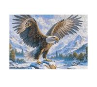 Snow Mountain River Bald Eagle Puzzle 300 Pezzi Rompicapo Rilassante Per Casa Luminous Enchanted Beasts Attività Domestica Piacevole Antistress Naturale Regalo Per Arredare La Casa 300 PCS