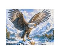 Snow Mountain River Bald Eagle Puzzle 500 Pezzi Rompicapo Astratto Geometrico Luminous Enchanted Beasts Arte Geometrica Moderna Rompicapo Stimolante Creatività E Logica Idea Regalo 500 PCS