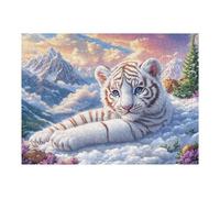 Snow Mountain White Tiger Puzzle 500 Pezzi Per Adulti Coppie Snow Pine Peak Cartone Spesso Resistente Per Serate in Casa Insieme Con Poster Incluso Regalo Di Anniversario Qualità 500 PCS