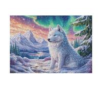Snow Mountain White Wolf Puzzle 300 Pezzi Per Adulti Antistress Cartone Opaco Non Sbiadisce Per Rilassamento Serale Kit Completo Con Poster E Colla Qualità Garantita 300 PCS
