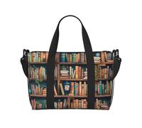 Snow Mountain Wild Wolf - Borsa da viaggio impermeabile con tracolla regolabile, multi-scomparto per palestra, viaggi, attività all'aperto, Libreria Cartoon Bookworm, Taglia unica
