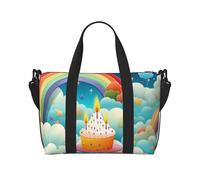Snow Mountain Wild Wolf - Borsa da viaggio impermeabile con tracolla regolabile, multi-scomparto per palestra, viaggi, attività all'aperto, Compleanno arcobaleno, Taglia unica