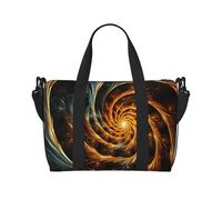 Snow Mountain Wild Wolf - Borsa da viaggio impermeabile con tracolla regolabile, multi-scomparto per palestra, viaggi, attività all'aperto, Motivo a spirale astratto giallo, Taglia unica