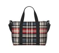 Snow Mountain Wild Wolf - Borsa da viaggio impermeabile con tracolla regolabile, multi-scomparto per palestra, viaggi, attività all'aperto, Vecchio Plaid A Scacchi, Taglia unica