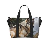 Snow Mountain Wild Wolf - Borsa da viaggio impermeabile con tracolla regolabile, multi-scomparto per palestra, viaggi, attività all'aperto, Snow Mountain Wild Wolf, Taglia unica