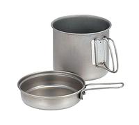 Snow Peak Trek 1400, SCS-009T, Set Giapponesi in Titanio, pentola e Padella, Ultraleggero e Compatto, per Viaggi in Spalla e Campeggio, Made in Japan, Garanzia a Vita Unisex, Argento