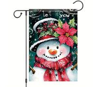Snow Snowman Top Hat Bandiere Doppia Faccia Bandiera Durevole Bandiere Verticale Per Portico Interno Prato 30X45Cm