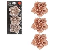 Snow White 513488Z - Fiori glitterati a clip, colore: oro rosa | Set di 3 accessori
