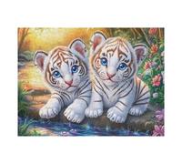 Snow White Tiger Cubs Rompicapo 500 Pezzi Impossibile Per Esperti Cartone Di Alta Qualità Senza Sbavature Per Collezionisti Edizione Limitata Con Poster Incluso 500 PCS