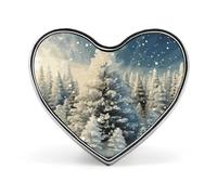 Snow Wonderland Pine Tree Christmas Cute Badge Heart Spilla Spille per donne e uomini Gioielli alla moda accessori per cappelli, borse, giacche, cappotti, regali di giorno