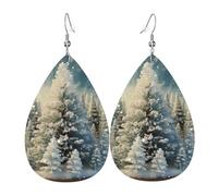 Snow Wonderland Pine Tree Christmas Orecchini In Pelle A Goccia Per Donne Leggeri Orecchini Da Donna Eleganti Ciondolo Con Pendente A Goccia Per Appuntamenti Balli Feste