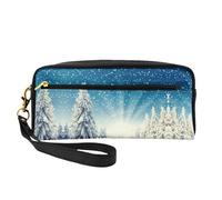 Snow Wonderland Pine Tree Christmas Women Cosmetic Bag Travel con due tasche per la bellezza quotidiana Essentials accessori organizer, Nero , Taglia unica, Astuccio per trucchi