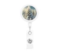 Snow Wonderland - Porta badge natalizio retrattile con clip per cintura, cordini retrattili, porta badge con portachiavi, clip per nome, per ufficio, infermiere, dipendenti