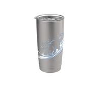 Snowboard Cat Kitty on Snowboard Inverno Snow Blue Cat Bicchiere termico in acciaio inox doppia parete