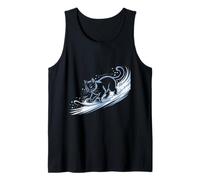 Snowboard Cat Kitty on Snowboard Inverno Snow Blue Cat Canotta