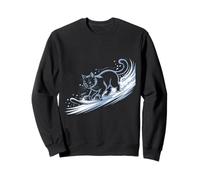 Snowboard Cat Kitty on Snowboard Inverno Snow Blue Cat Felpa