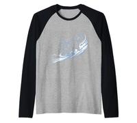 Snowboard Cat Kitty on Snowboard Inverno Snow Blue Cat Maglia con Maniche Raglan