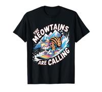 Snowboard Cat Snowboard I Meowtains Stanno chiamando Maglietta